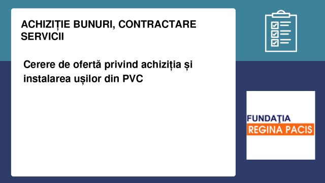 Cerere de ofertă privind achiziția și instalarea ușilor din PVC