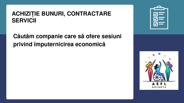 Căutăm companie care să ofere sesiuni privind împuternicirea economică