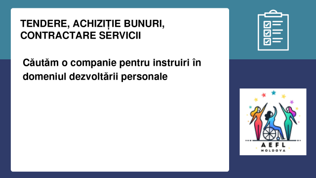 Căutăm o companie pentru instruiri în domeniul dezvoltării personale