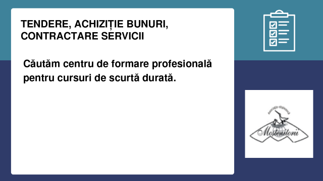 Căutăm centru de formare profesională pentru cursuri de scurtă durată.